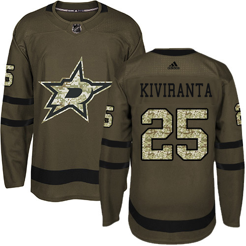 Adidas Dallas Stars #25 Joel Kiviranta Green Salute to Service Youth Stitched NHL Jersey